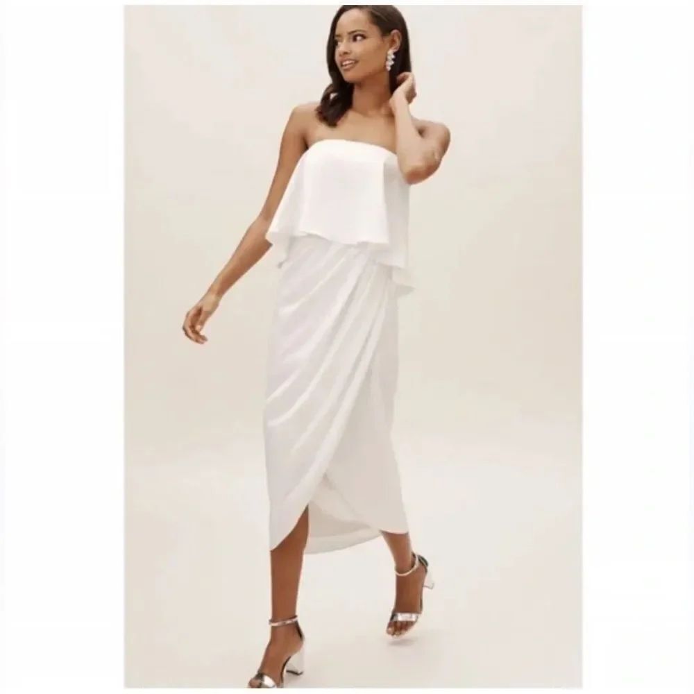 Anthropologie BHLDN Kelli Tulip Hem Dress White Size U.S. 14